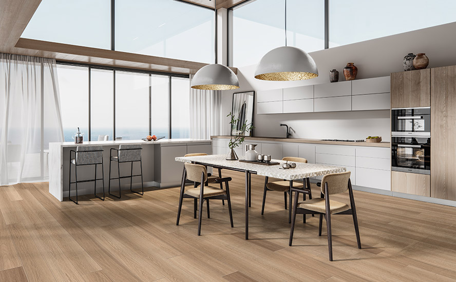 Johnson Hardwood Cellar House Charbono – SPC rigid core vinyl flooring room scene