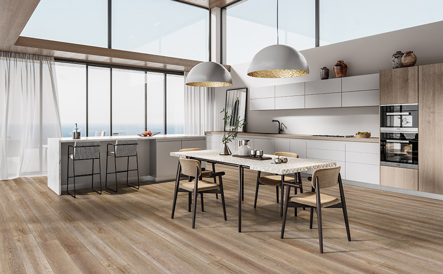 Johnson Hardwood Bella Vista Capri – water-resistant laminate flooring room scene