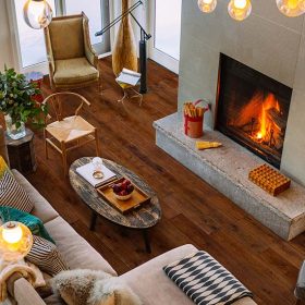 Johnson Hardwood Canyon Ridge Flint – hickory engineered hardwood room scene