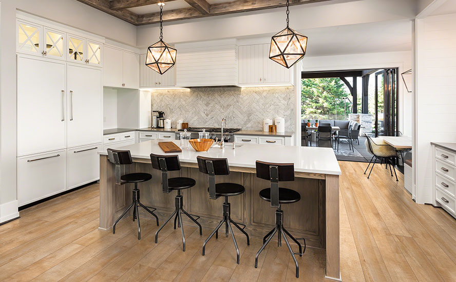 Johnson Hardwood Olde Tavern Bellini – water-resistant laminate flooring room scene
