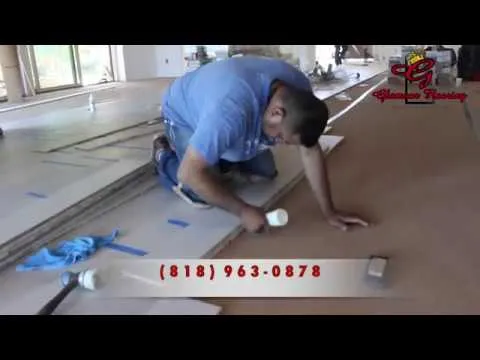 European Oak hardwood flooring being installed in a Malibu / Topanga home